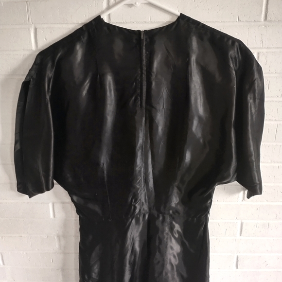 Vintage black satin silk party top XS or S - Picture 2 of 8